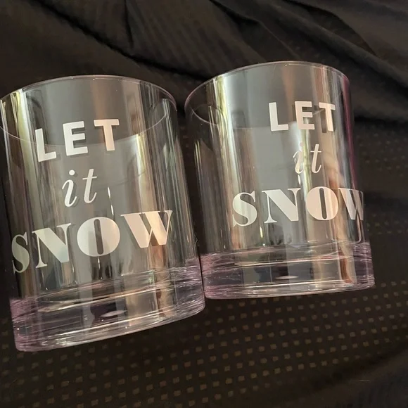 Kate Spade of 2 Winter Holiday “LET IT SNOW” Drinkware glasses New in box NWT - Picture 5 of 10